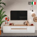 Low TV stand for mobile 205x40x44cm in wood with 2 doors and 2 drawers Venice. Sale