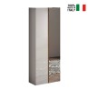 Entryway shoe cabinet with 2 mirror doors in glossy white and oak Alba. On Sale