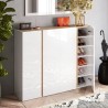 4-door glossy white and oak modern shoe cabinet 140x35x111cm Chelsea Choice Of