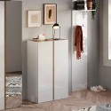 Shoe cabinet wardrobe entrance 2 doors 70x35x111cm glossy white wood Indy Bulk Discounts