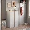 Shoe cabinet wardrobe entrance 2 doors 70x35x111cm glossy white wood Indy Bulk Discounts