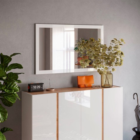 Modern mirror 110x60cm entrance wall glossy white frame Nadine Promotion