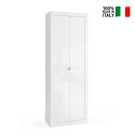 2-door glossy white multi-purpose bathroom cabinet 70x35x188cm Jude. On Sale
