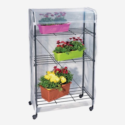 Balcony terrace greenhouse with wheels 3 shelves 57x28xh105cm Mini Spring Promotion