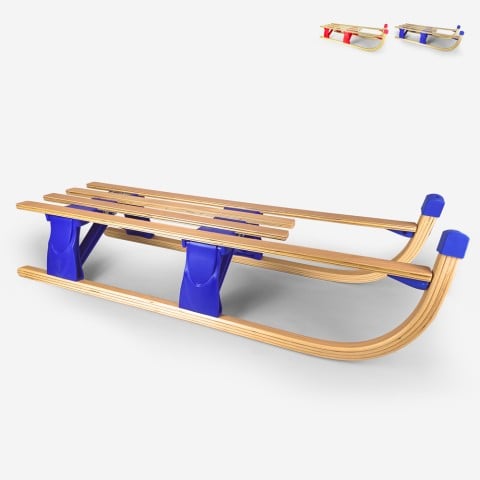 Wooden snow sled folding sled for 2 children Rudy Promotion