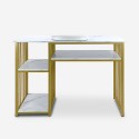Manicure table beautician golden metal marble effect 110x43x81cm Lipota Sale