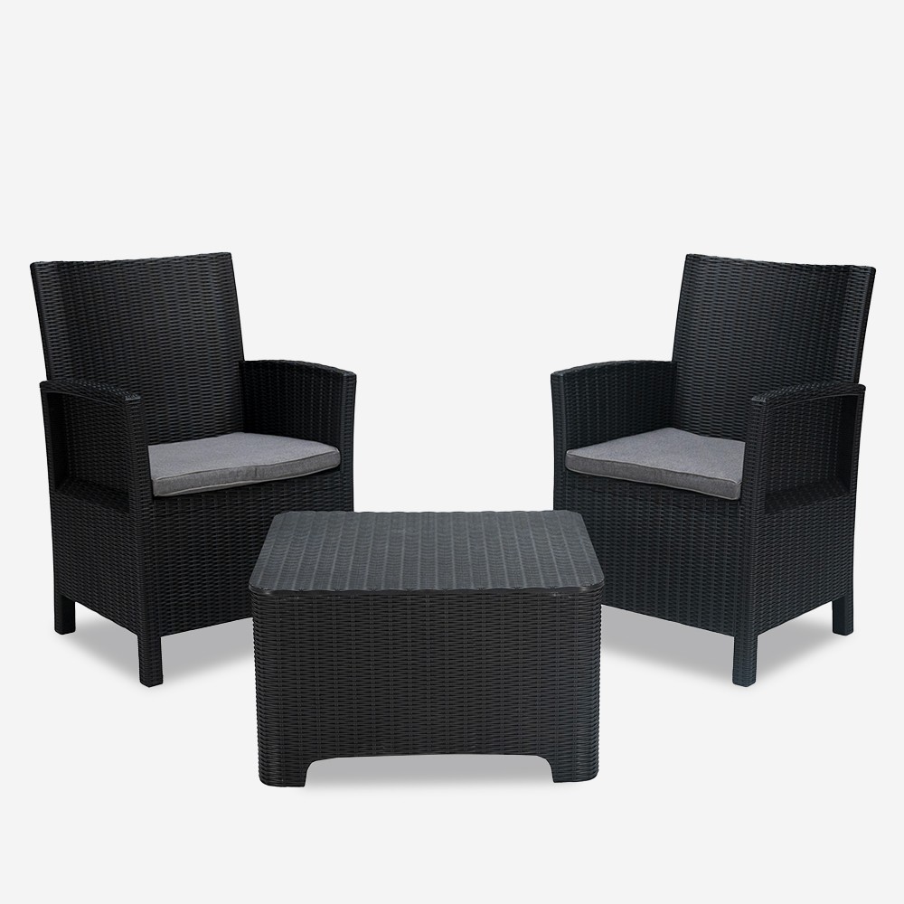 Rimini Grand Soleil Outdoor Patio Set: 2 Lounge Chairs and Table