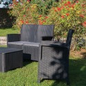 Outdoor set with 2 armchairs, sofa, coffee table, and storage container - Riccione Grand Soleil. Catalog