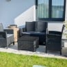 Outdoor set with 2 armchairs, sofa, coffee table, and storage container - Riccione Grand Soleil. On Sale