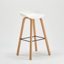 High table set 120x60cm 4 stools h75cm white wood Lyman Discounts