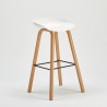 High table set 120x60cm 4 stools h75cm white wood Lyman Discounts