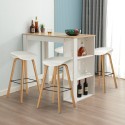High table set 120x60cm 4 stools h75cm white wood Lyman On Sale