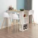 Set of 4 high bar stools with backrest and a kitchen table 120x60cm Mitchell. On Sale