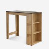 high wooden table set 120x60cm 4 black bar stools syracuse Offers