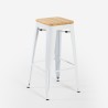 Set of 4 Bar Stools for Kitchen with High Table 120x60cm White Galles Wood Characteristics