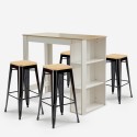 set 4 high stools for kitchen bar table 120x60cm white wood galles. Discounts