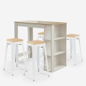 Set of 4 Bar Stools for Kitchen with High Table 120x60cm White Galles Wood Catalog