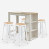 Set of 4 Bar Stools for Kitchen with High Table 120x60cm White Galles Wood Catalog