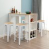 Set of 4 Bar Stools for Kitchen with High Table 120x60cm White Galles Wood Sale