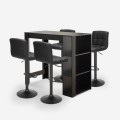 High bar table set 120x60cm black 4 swivel stools with Beaver backrest Promotion