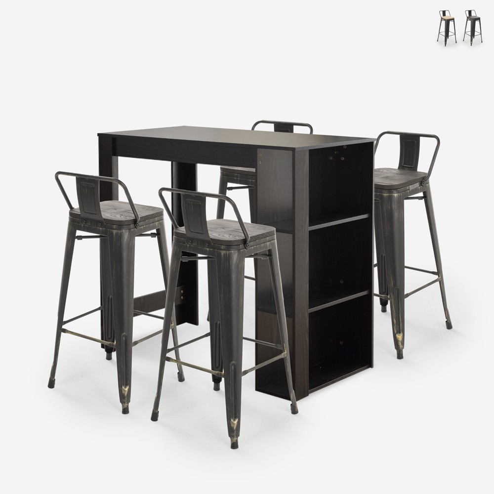 black high bar table set with 4 Lix stools with backrest cruzville