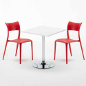 Cocktail Set Made of a 70x70cm White Square Table and 2 Colourful Parisienne Chairs Choice Of