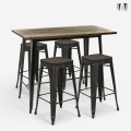 set 4 stools high bar table industrial kitchen 120x60 farley Promotion