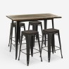 set 4 stools high bar table industrial kitchen 120x60 farley Discounts