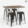 white high table set bar 120x60 with 4 industrial navarro stools On Sale
