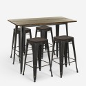set 4 industrial bar stools table 120x60 vintage black fordville Discounts