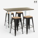 Swanton Vintage White Bar Table Set 120x60 with 4 Tall Stools Promotion