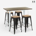 Swanton Vintage White Bar Table Set 120x60 with 4 Tall Stools Promotion