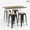 Swanton Vintage White Bar Table Set 120x60 with 4 Tall Stools Promotion