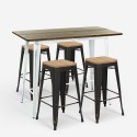 Swanton Vintage White Bar Table Set 120x60 with 4 Tall Stools Discounts