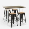 Swanton Vintage White Bar Table Set 120x60 with 4 Tall Stools Discounts
