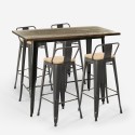 set of 4 high black bar stools with backrest and 120x60 kitchen table wahoo Catalog