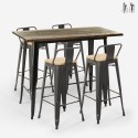 set of 4 high black bar stools with backrest and 120x60 kitchen table wahoo On Sale