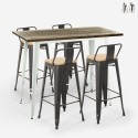 White Industrial High Table Set with 4 Palmyra Backrest Bar Stools Promotion
