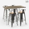 White Industrial High Table Set with 4 Palmyra Backrest Bar Stools Promotion