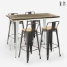 White Industrial High Table Set with 4 Palmyra Backrest Bar Stools Promotion