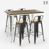 white industrial high table set with 4 palmyra bar stools Promotion