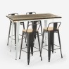 White Industrial High Table Set with 4 Palmyra Backrest Bar Stools Discounts