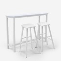 Set 2 bar stools upholstered h78 high table white metal Drayton Promotion