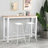 Set of 2 white bar stools high table 140x40 wood metal Quincy On Sale