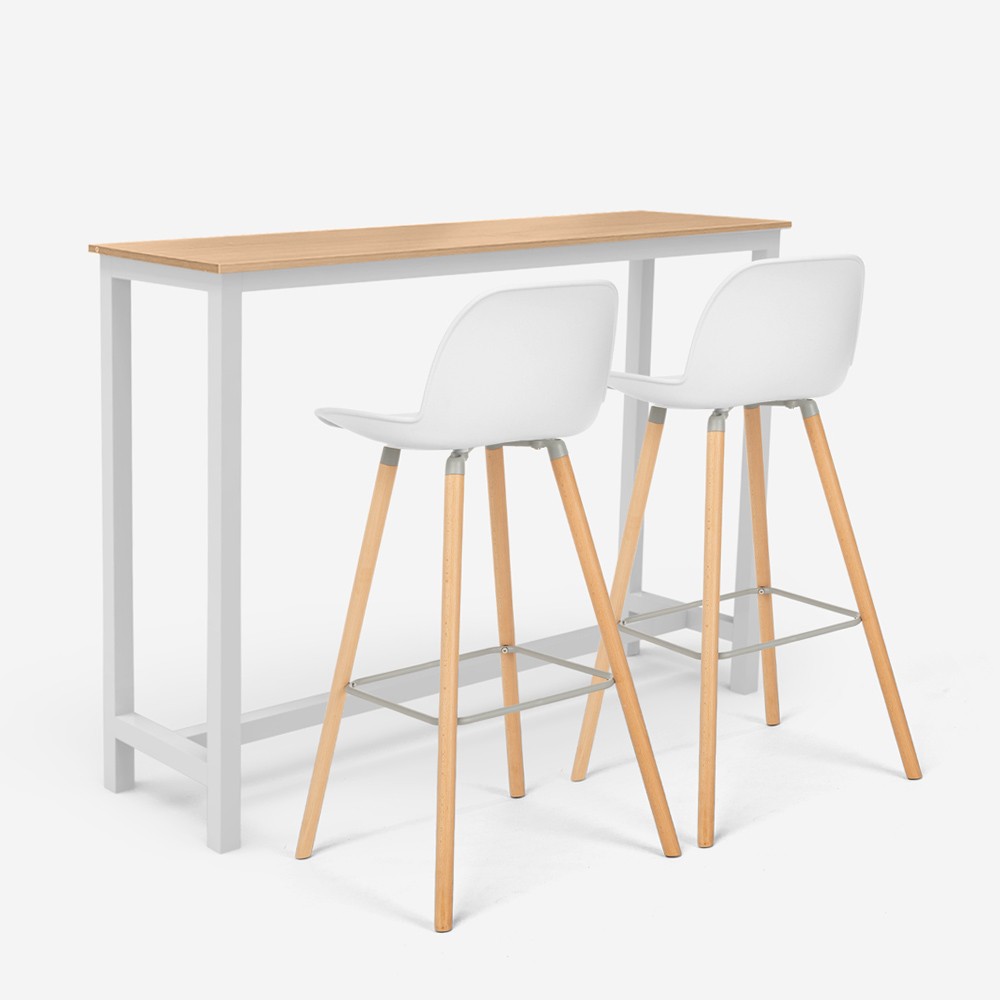 Set of 2 White Wooden Westover Bar Stools with Backrest for Kitchen/Table