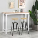 White wooden high table set 140x40cm with 2 swivel bar stools Creswell On Sale