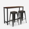 high kitchen table set 140x40 industrial 2 oakwood stools Discounts
