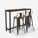set 2 bar stools high table backrest 140x40 industrial ludlow Catalog