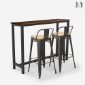 set 2 bar stools high table backrest 140x40 industrial ludlow On Sale