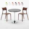 Cosmopolitan Set Made of a 70cm Black Round Table and 2 Colourful Parisienne Chairs Promotion
